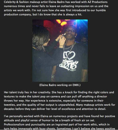 AZ Productions-who have worked with Common, DMX, T-Pain (just to name a few) blogs about working with Elaina Badro!!