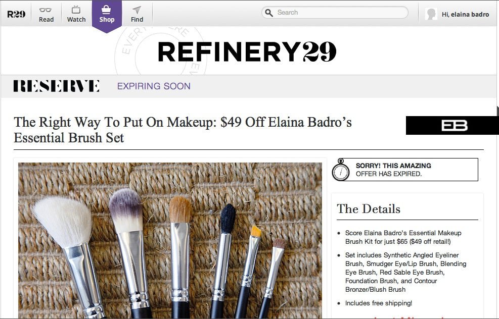 Refinery29-Reserve RUNS a DEAL on ELAINA BADRO MAKEUP BRUSHES! - Elaina Badro