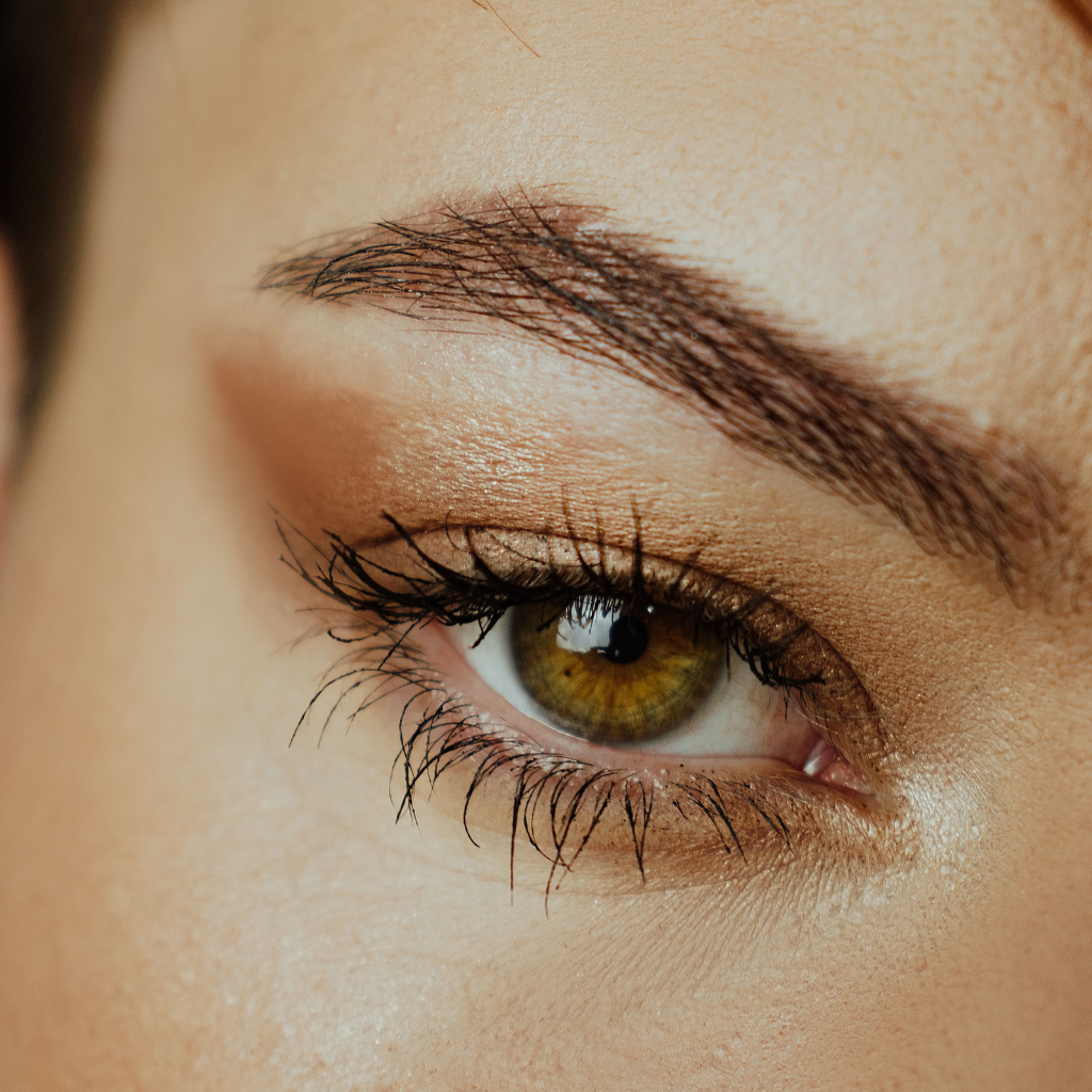 Woman's eyebrow up close. 