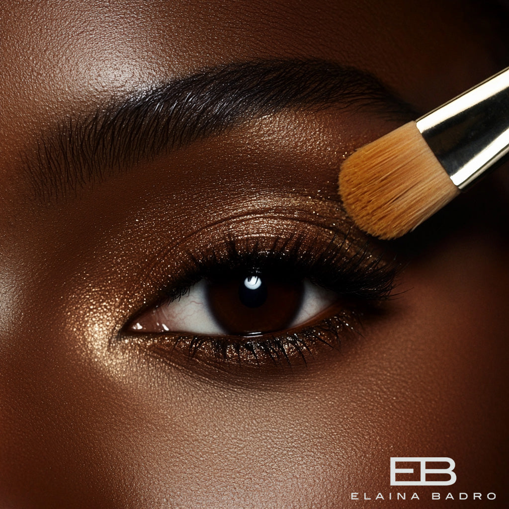 Woman applying eyeshadow with an Elaina Badro eyeshadow brush.